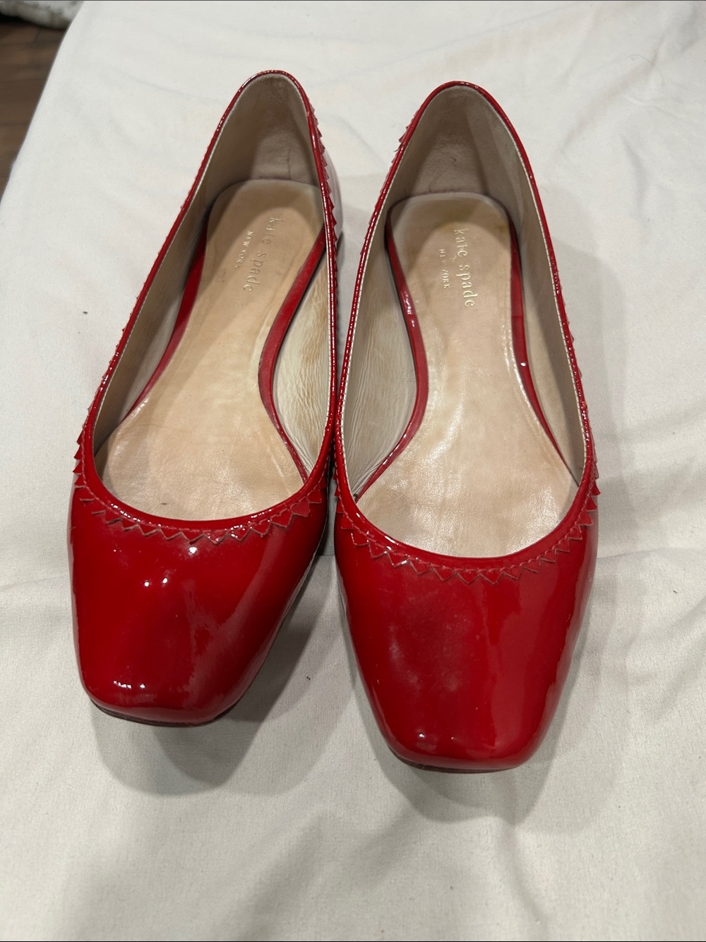 kate spade Red Patent Leather Square-Toe Ballet Flats
